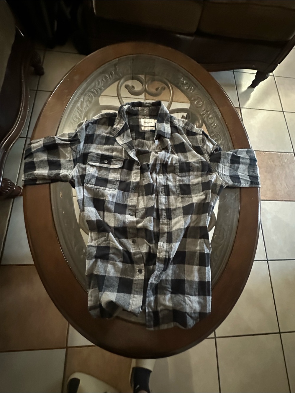 Goodfellow & Co Black and Gray Plaid Button-Down Shirt